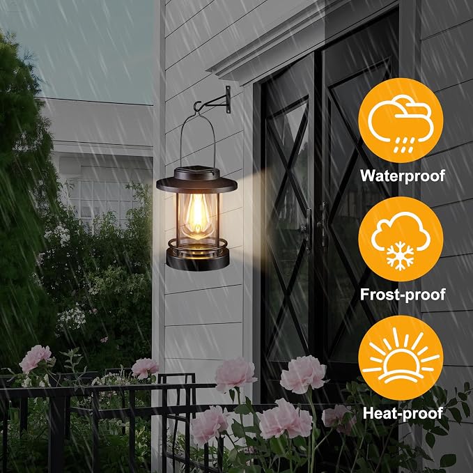 Hanging Solar Lanterns Outdoor Waterproof – 2 Pack Decorative Solar Lights - Image 4