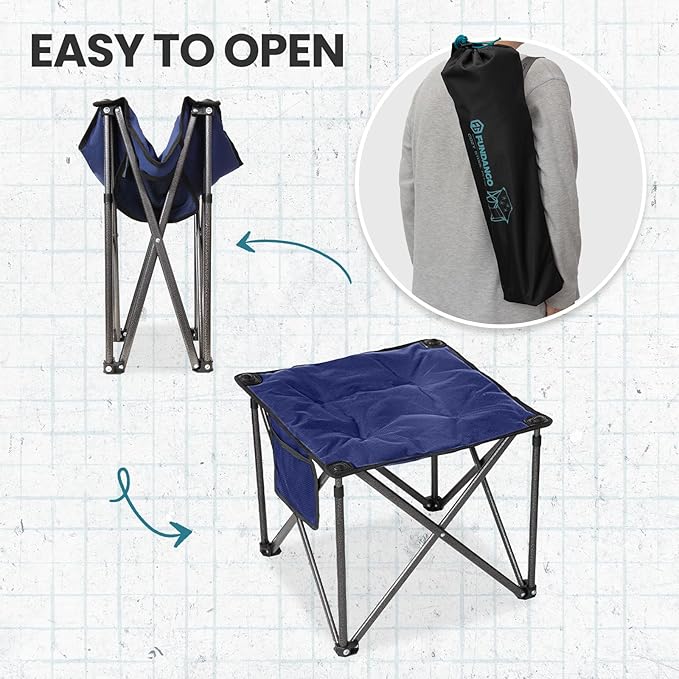 FUNDANGO Folding Camping Stool, 2 Pack 18.1 Inch Oversized Foot Stools 400 Lbs - Image 6