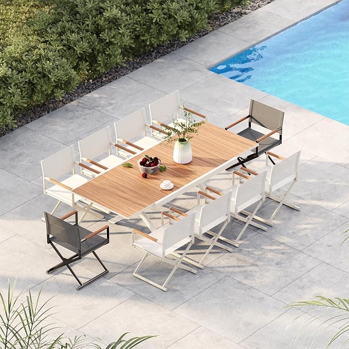 Grand patio 11-Piece Outdoor Dining Set, 10 Extra-Wide Folding Chairs & 1 by GrandPatio