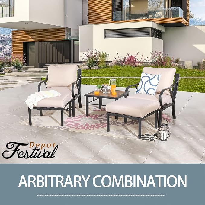 Festival Depot Patio Coffee Table Square Metal Table - Image 5
