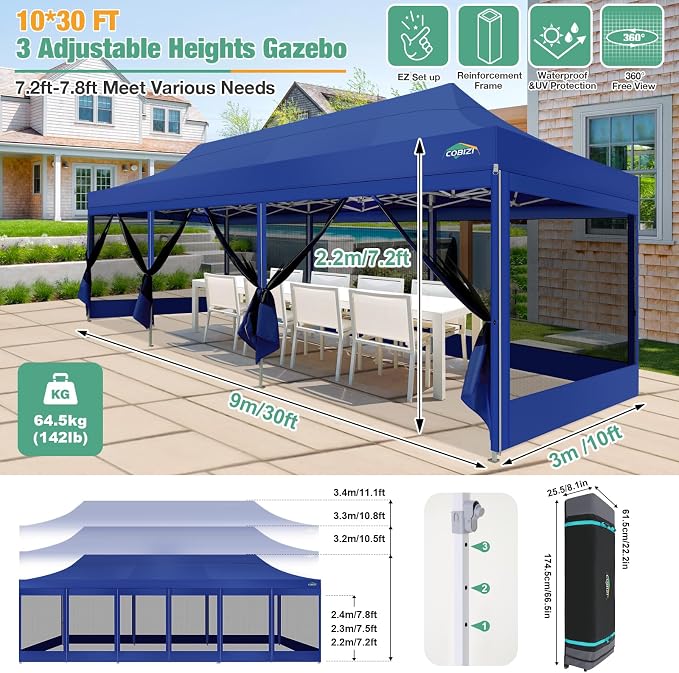 COBIZI 10x30 Canopy Tent, Heavy Duty Pop up Canopy - Image 4
