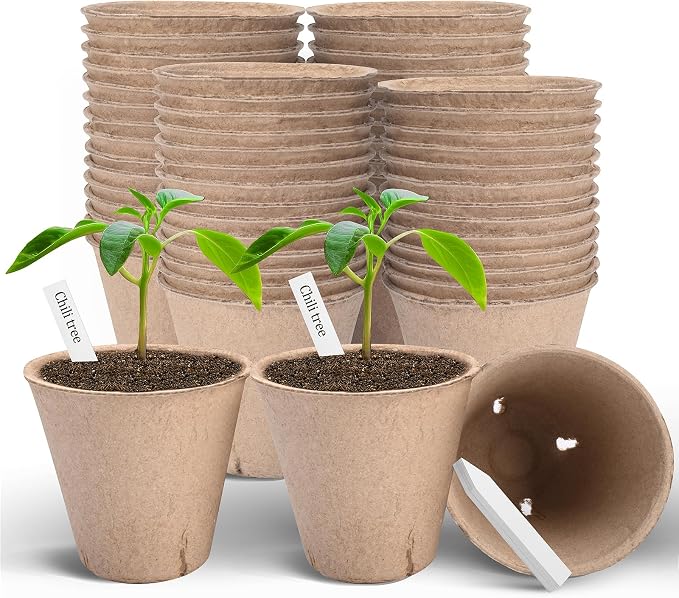 Peat Pots, 60 Pack Plant Starter Round Nursery Pot by ARGCONNER
