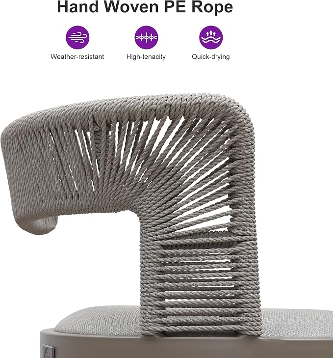 PURPLE LEAF Outdoor Swivel Bar Height Stools Set of 4 Metal Modern Wicker Bar - Image 7