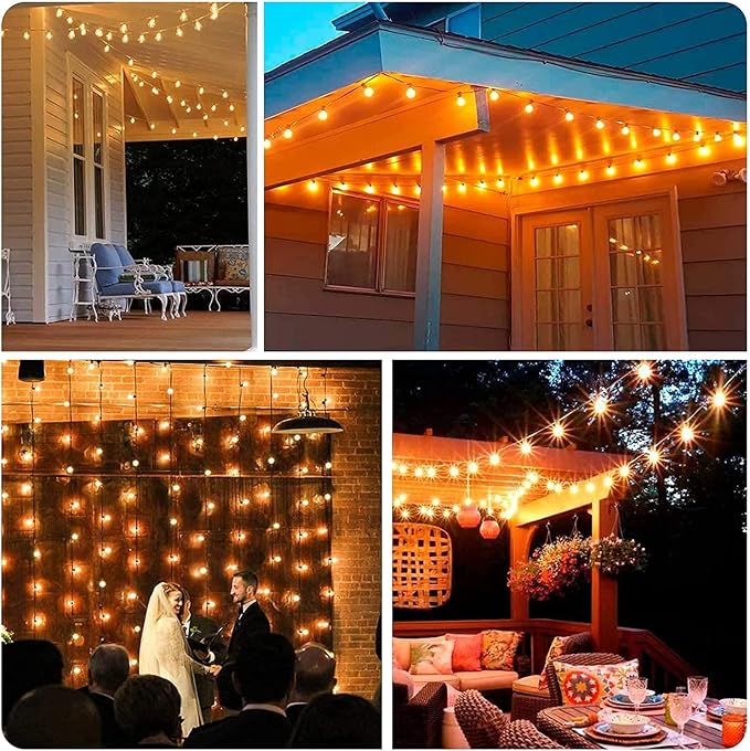 25Ft G40 LED Outdoor Christmas Frosted White String Lights - Image 7