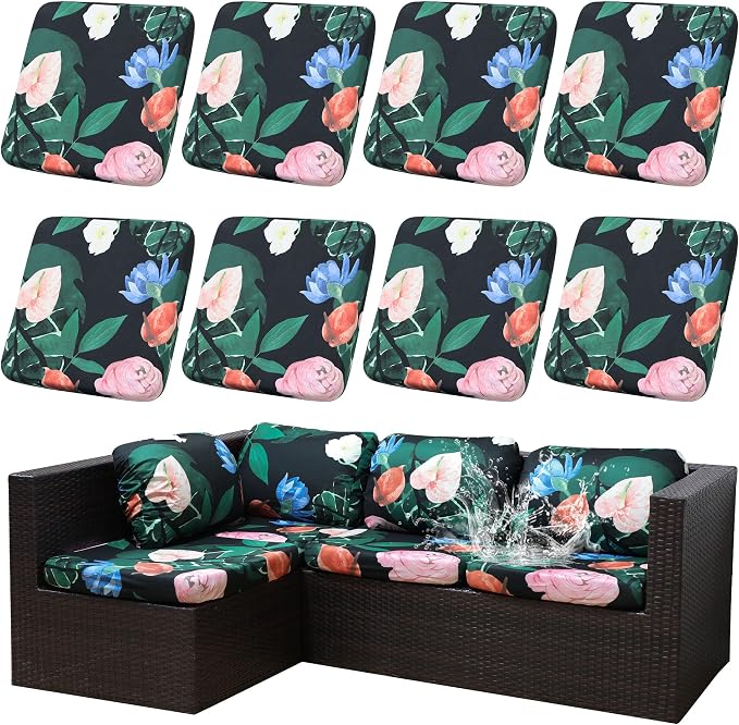 Outdoor Cushion Covers Set, Replacement by SUKAIKEQA