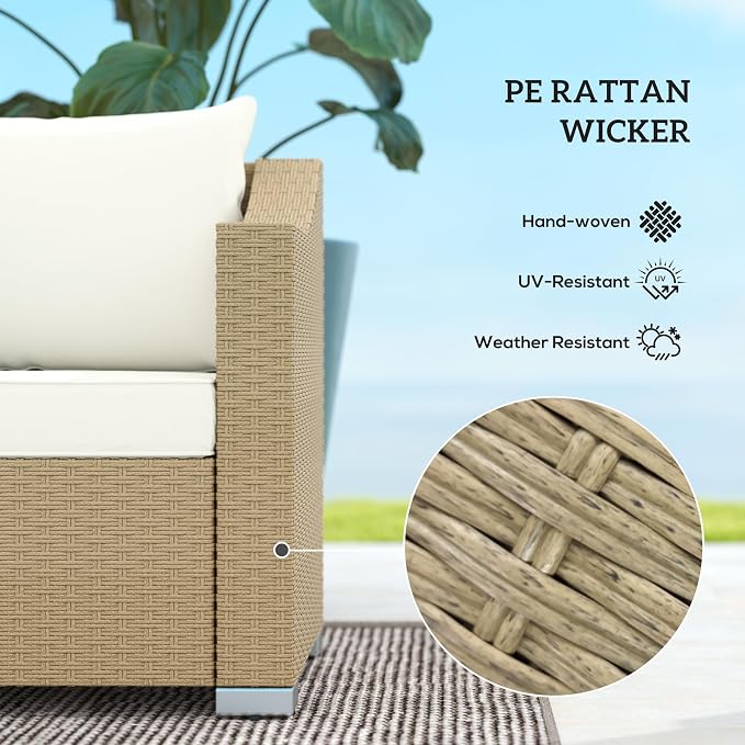 Outsunny 3 Seater Patio Sofa, Wicker Sofa - Image 4