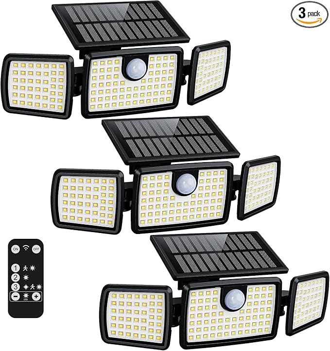 Solar Lights Outdoor, 3 Head Solar Motion Lights Outdoor by MIHANI