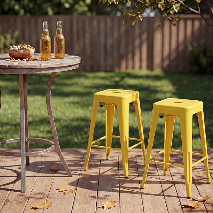 Shahoo 24 Inches Metal Bar Stools Counter Height Stackable Backless Stools - Image 8