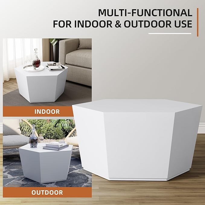 UPHA Outdoor Hexagon Coffee Table, Small Modern Minimalist Accent Tables - Image 3