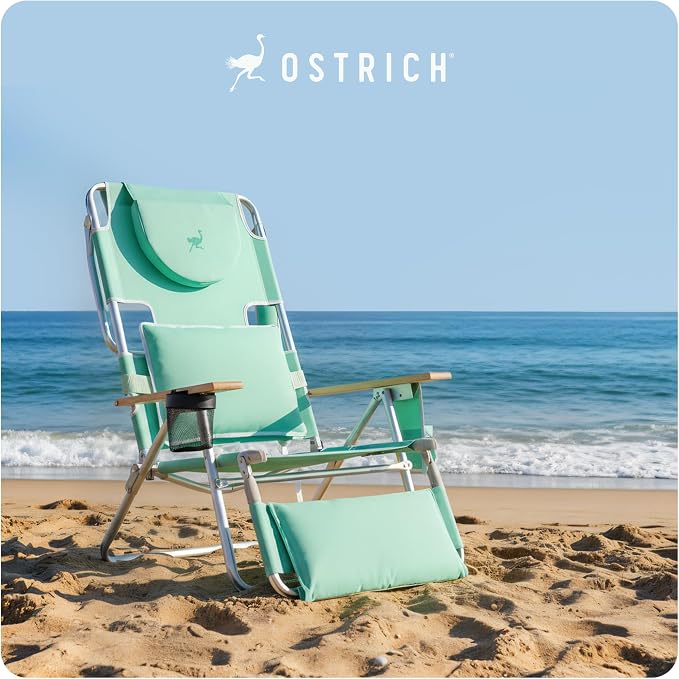 Ostrich Deluxe 3N1 Padded Beach Chair w/ Face Cushion & Arm Holes, Teal - Image 8