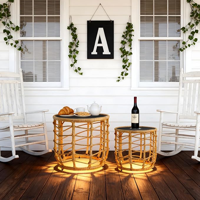 PARTPHONER Boho Solar Outdoor Side Table - Image 7