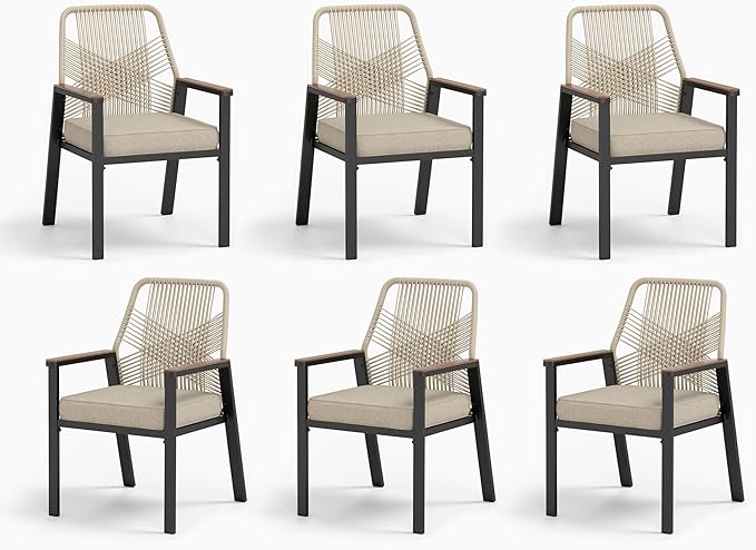 Patio Wicker Chair Sets of 6, Outdoor Dining Chairs by MIXPATIO
