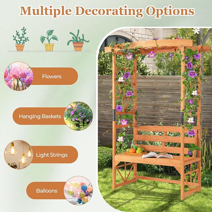 HAPPYGRILL Patio Garden Arbor - Image 7