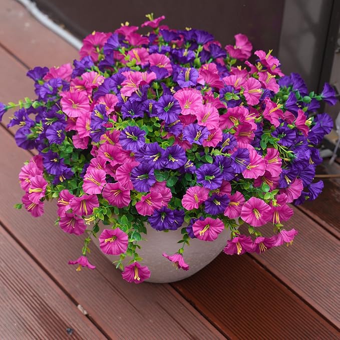 Artificial Flowers for Outdoors, UV Resistant Fake Silk Morning Glory, - Image 7