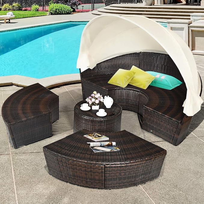 COSTWAY Patio Round Daybed - Image 3