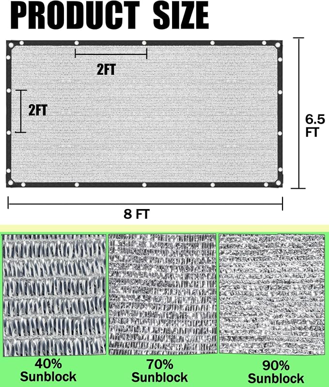90% Sun Block Aluminum Foil Shade Cloth, - Image 6