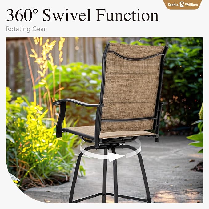 Sophia & William Outdoor Bar Set, Patio Bar Table and Chairs Set, Bar Height - Image 2