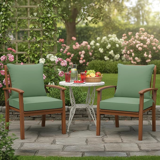 Outdoor Chair Cushions Set of 2, Waterproof Back Pillow and Seat Cushion Set - Image 2