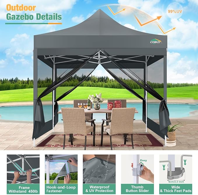 COBIZI 10x10 Canopy Tent, Heavy Duty Pop up Canopy - Image 2