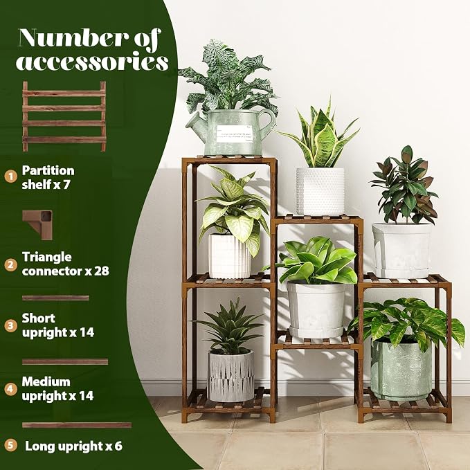 Plant Stand Indoor Outdoor Wood Plant Shelf - Image 5