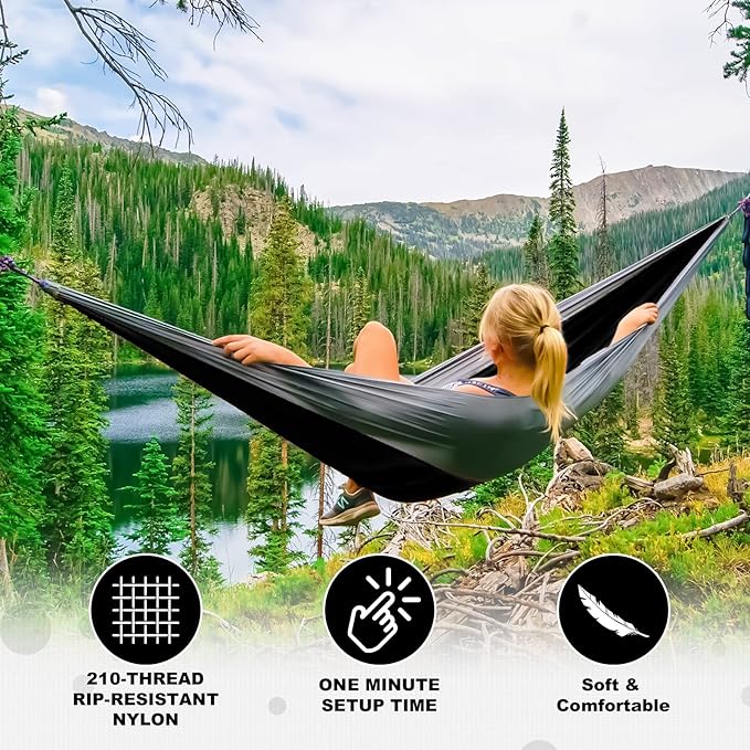 SZHLUX Camping Hammock Double & Single Portable Hammocks - Image 4