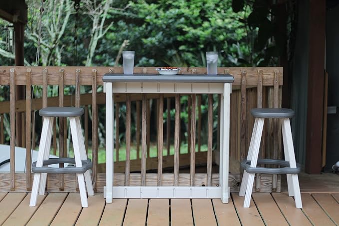 Single Bar Set Includes 2 Barstools Deep Grey Top & Warm Grey Base Ideal - Image 2