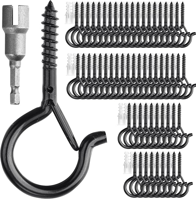 PlusRoc 60 Pack Ceiling Hooks for Hanging Plants Outdoor String Lights Heavy by PlusRoc