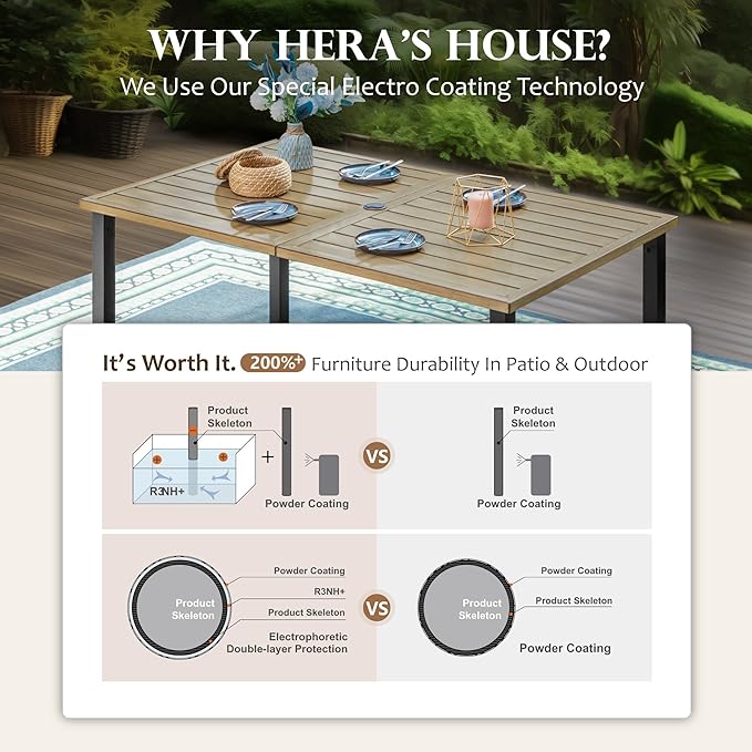 HERA'S HOUSE 7 Pieces Patio Dining Set, 6 x Outdoor Rattan Armchair - Image 3