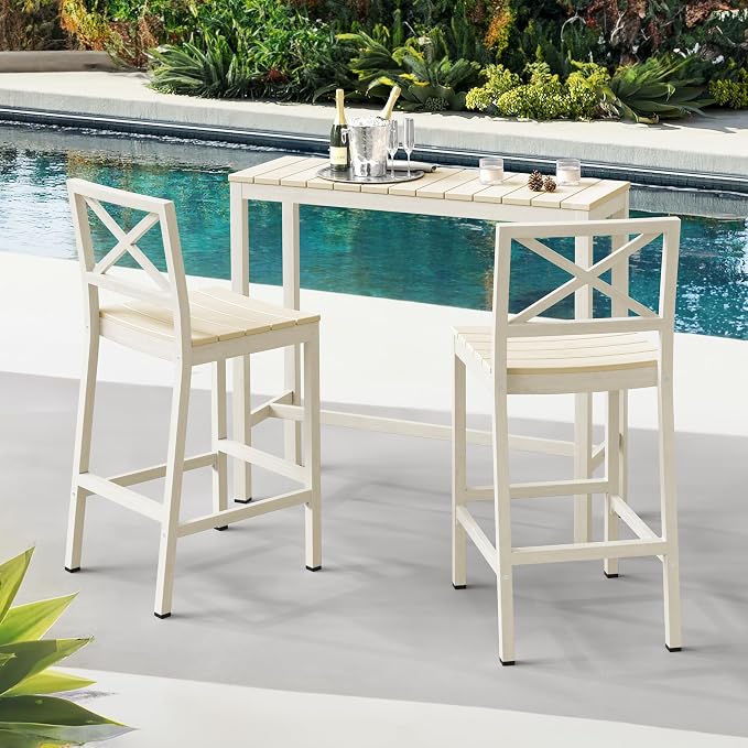 Outdoor Bar Stools Set of 2, 26 Inch All Weather HDPS Patio Counter Height - Image 5