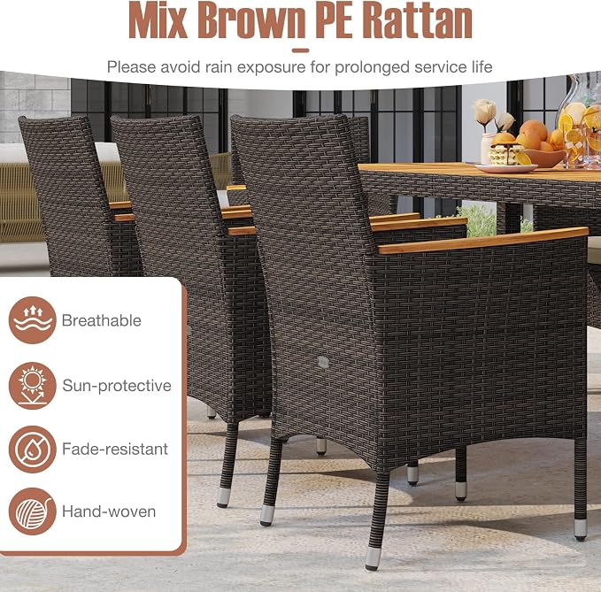 Tangkula 9 Pieces Rattan Outdoor Dining Set - Image 5