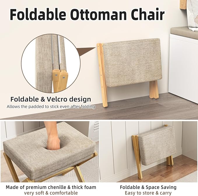 Foldable Foot Stool Ottoman, Modern Foot Rest - Image 4