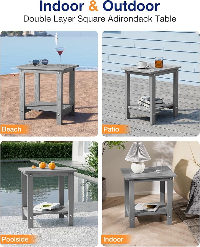 YEFU Outdoor Side Table for Patio: 16" HIPS Weather - Image 7