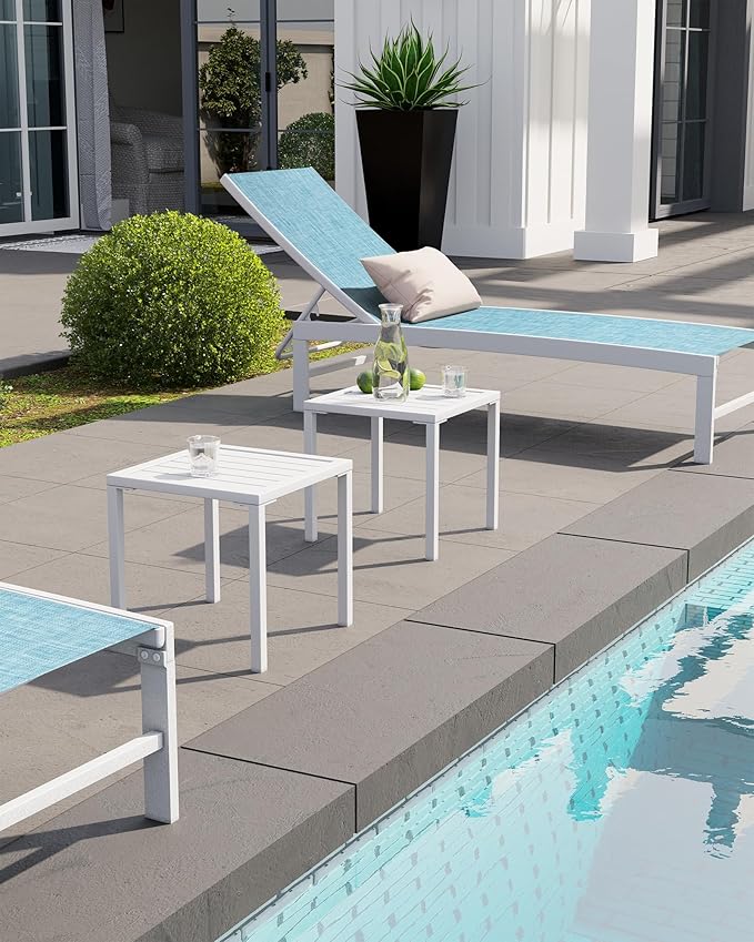 Crestlive Products Aluminum Outdoor Side Table Set of 2, Pool Lounge Chair Side - Image 2