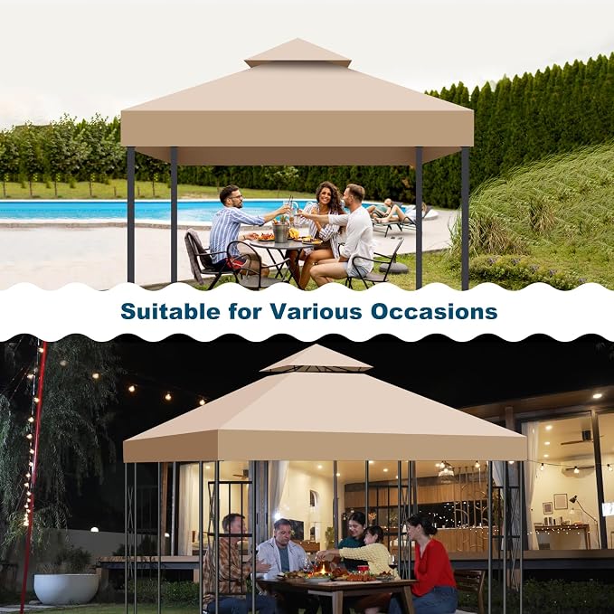 10x10 Canopy Replacement Top Cover Canopy Top Replacement, Double Tier Sunshade - Image 8