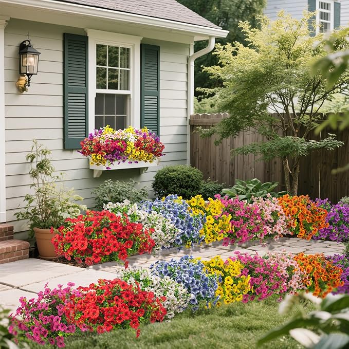 20 Bundles Artificial Flowers for Outdoors, UV Resistant Fake Plants Flowers - Image 7