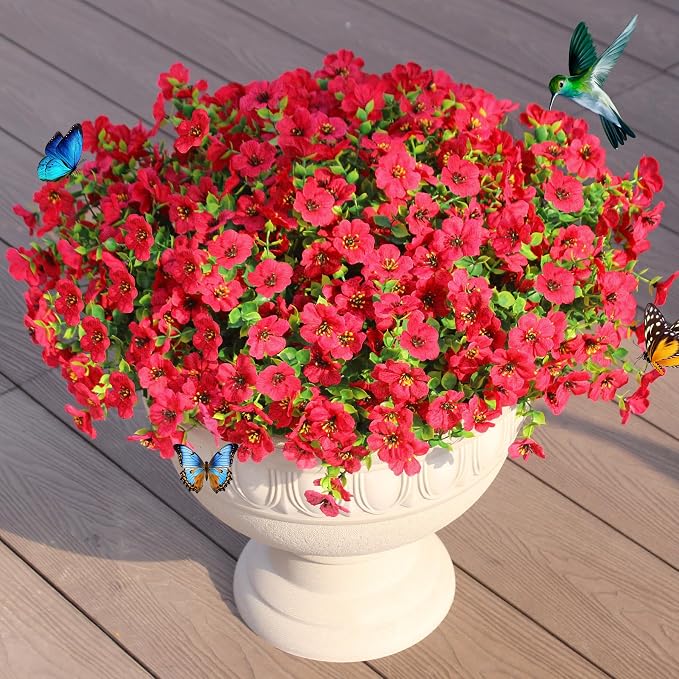 Faux Flowers for Outdoor Planters 16 Bundles UV Resistant Artificial Fake by JAKY-Global