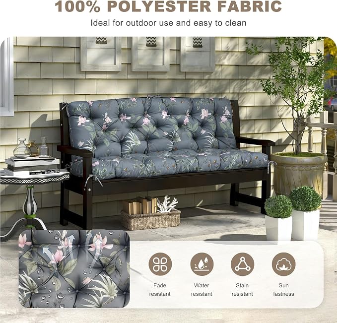 Porch Swing Cushion with Backrest, Waterproof Bench Cushion - Image 2