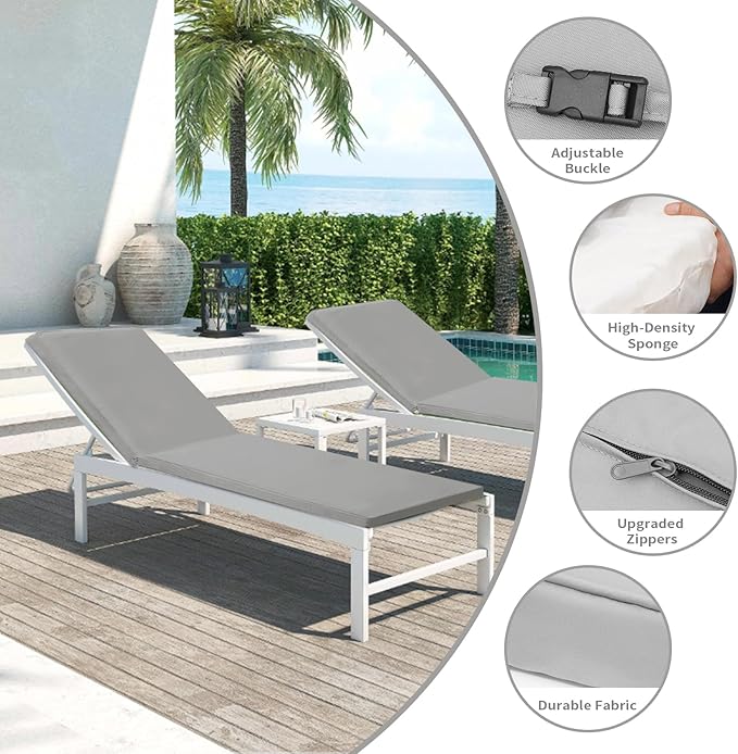Outdoor Chaise Lounge Cushions for Patio, Waterproof Replacement Seat Pad for - Image 3