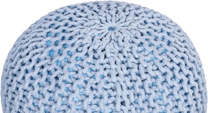 BIRDROCK HOME Round Pouf Ottoman | Cotton Braided Foot Stool - Image 6