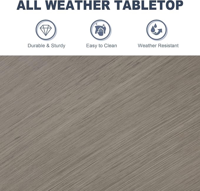VICLLAX Patio Bar Table Rectangle Outdoor Counter Height Dining Table - Image 3