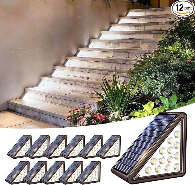 Brown Solar Step Light Outdoor Stair Lights, Deck Lights Outdoor Powered IP65 by JEJOT