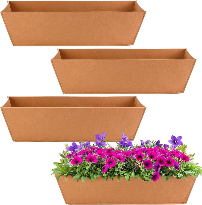 Adnee 4 Pcs 24 Inch Fabric Plant Window Box Liners-Rectangular Non-Woven by Adnee