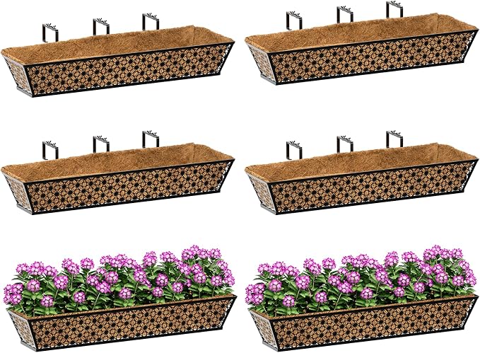 SPECILITE 30" Window Boxes Planters, Heavy Duty Metal Railing Planter Boxes by SPECILITE