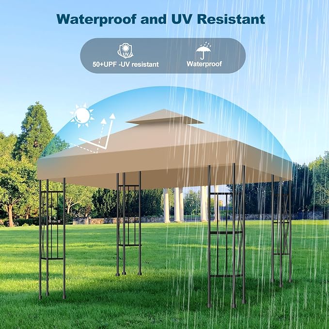 10x10 Canopy Replacement Top Cover Canopy Top Replacement, Double Tier Sunshade - Image 3