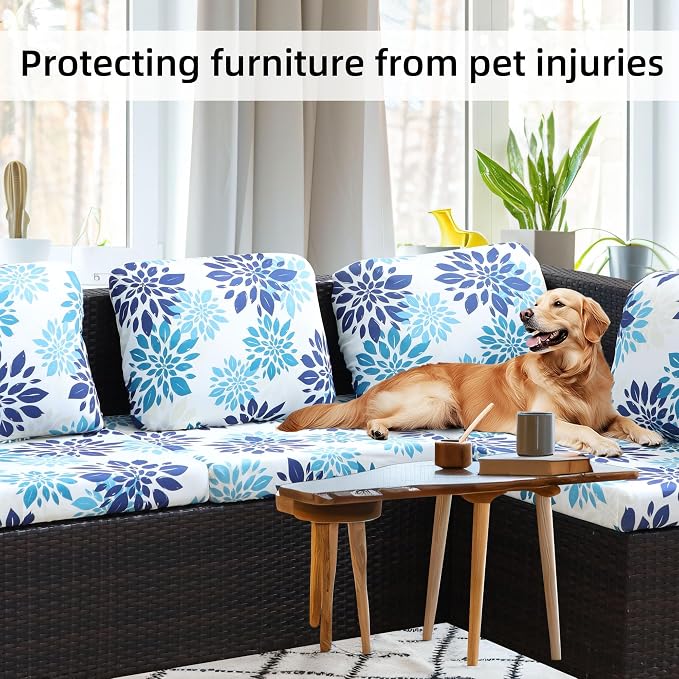 8Pcs Stretch Patio Cushion Covers, Outdoor Couch Covers Replacement, Outdoor - Image 6