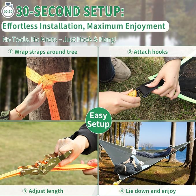 LUKETURE Triangle Camping Hammock, 10ft Multi Person Hammocks Max 1100 lbs - Image 5