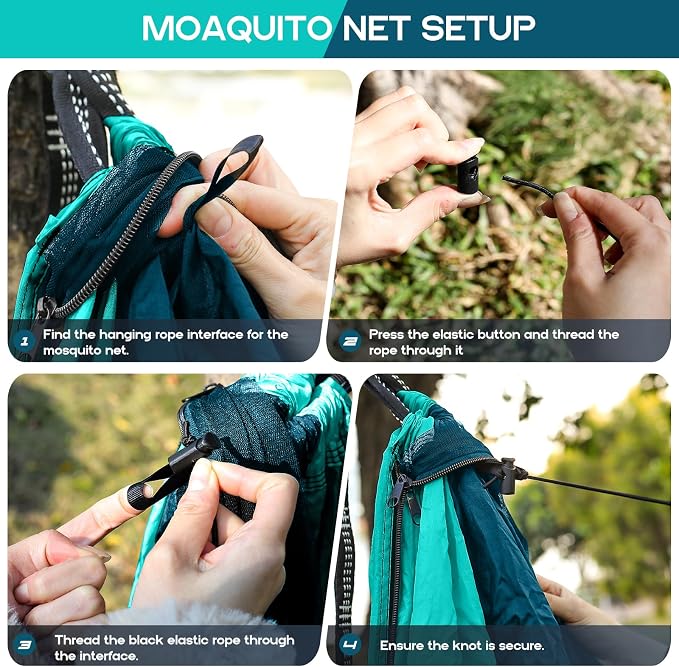 Camping Hammock Mosquito Net, Double & Single Portable Hammocks Hammocks - Image 4