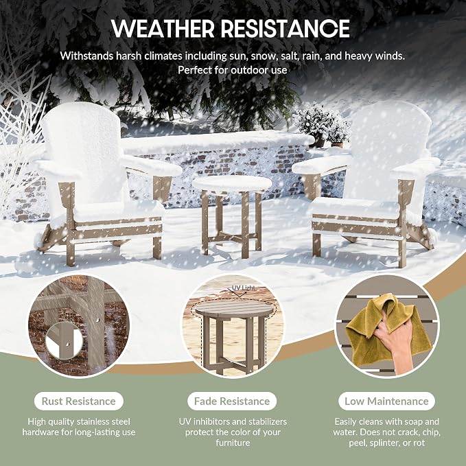 WestinTrends Dylan Adirondack Round Outdoor Side Table, Weathered Wood - Image 5