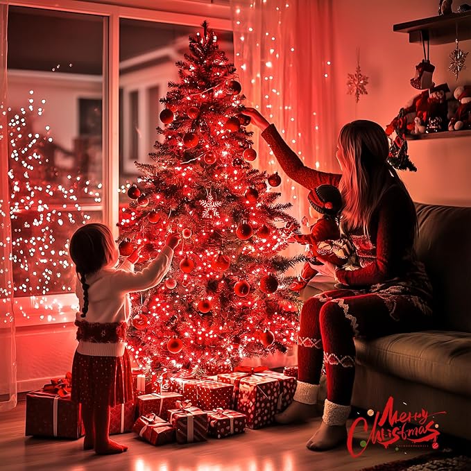 JMEXSUSS 400 LED Red Christmas Lights Indoor Outdoor, 132ft String Lights Plug - Image 4