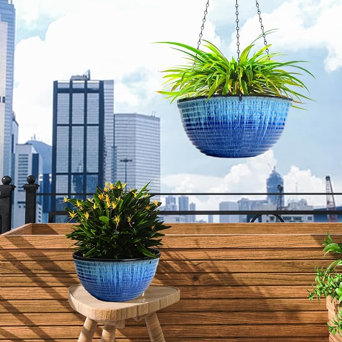 2 Pack Hanging Planters for Indoor Outdoor Plants, 10 Inch Hanging Planter - Image 5